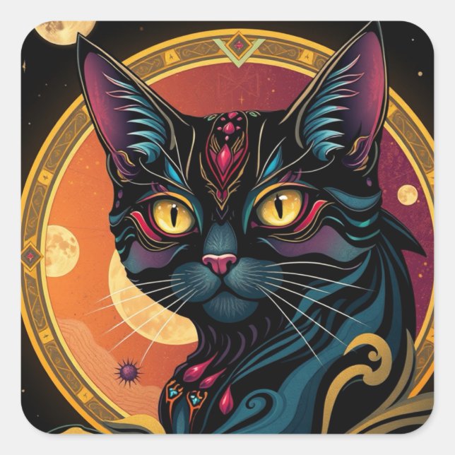 Fantasy Patterned Fun Cat Stickers (Front)