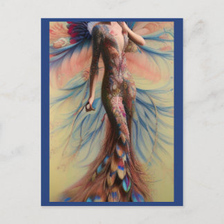 Fantasy Peacock Wedding Dress Fairytale Bride Post Postcard