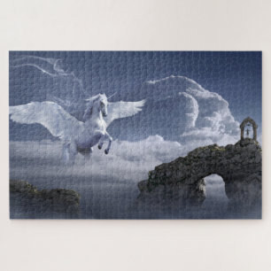 Fantasy Pegasus White Horse Jigsaw Puzzle