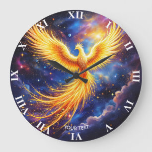 Fantasy Phoenix Stars Space Large Clock