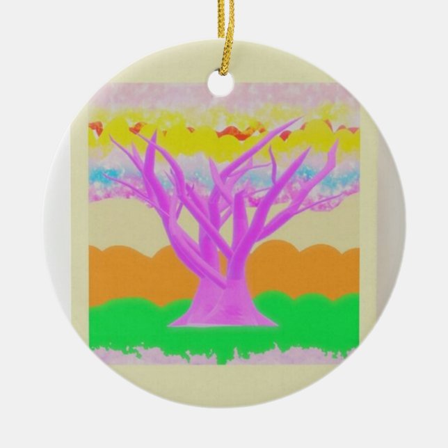 Fantasy picture parade with soft paster colours ceramic tree decoration (Front)