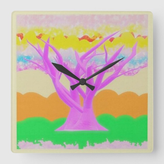 Fantasy picture parade with soft paster colours square wall clock (Front)