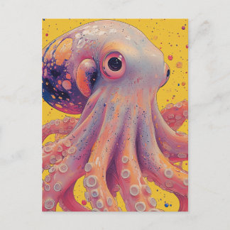 Fantasy Pink and Purple Octopus Postcard