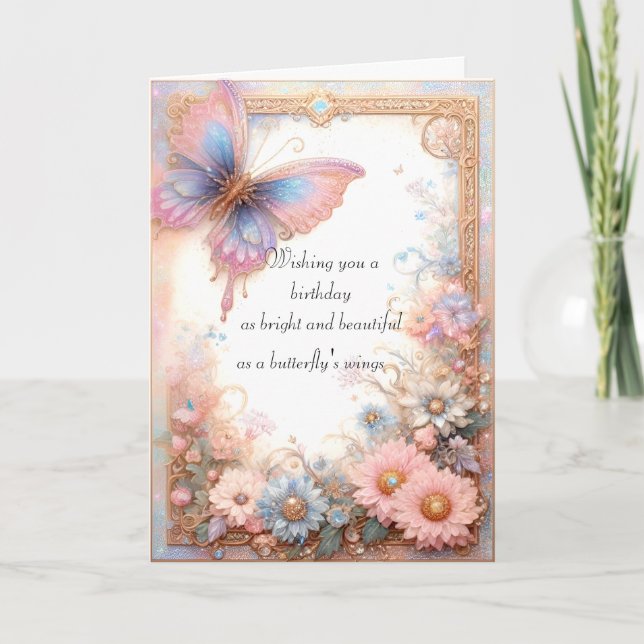 Fantasy Pink Butterfly Card (Front)