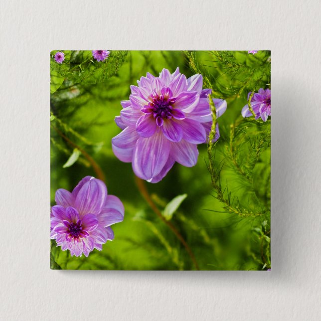 Fantasy Pink Dahlia 15 Cm Square Badge (Front)
