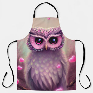 Fantasy Pink Fluffy Kawaii Owl Apron