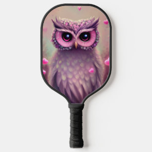 Fantasy Pink Fluffy Kawaii Owl Pickleball Paddle