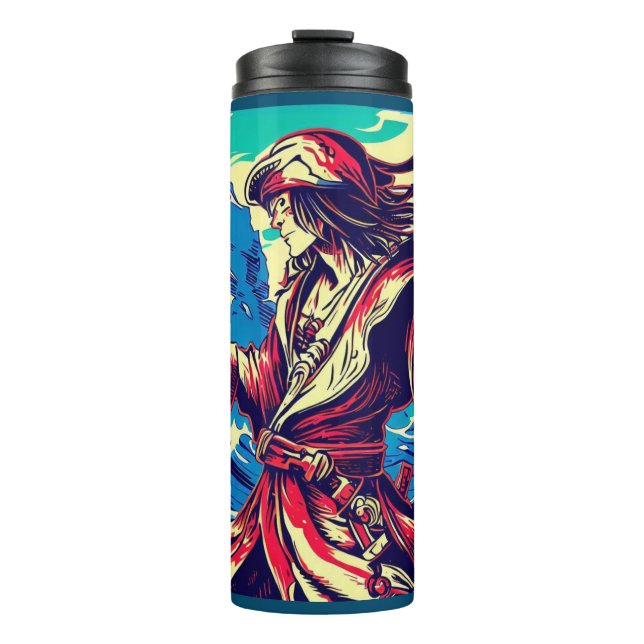Fantasy Pirate Anime - Woodcut 2 Thermal Tumbler (Front)