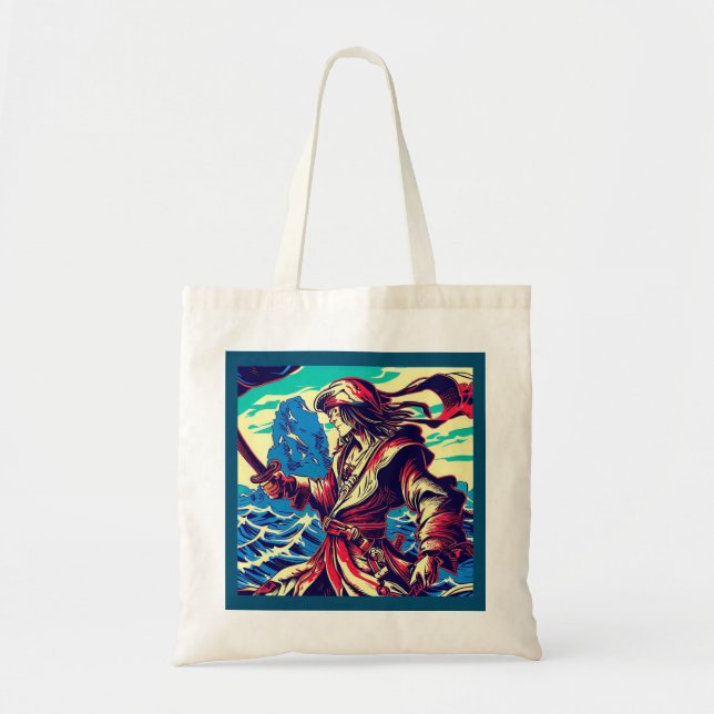 Fantasy Pirate Anime - Woodcut 2 Tote Bag (Front)