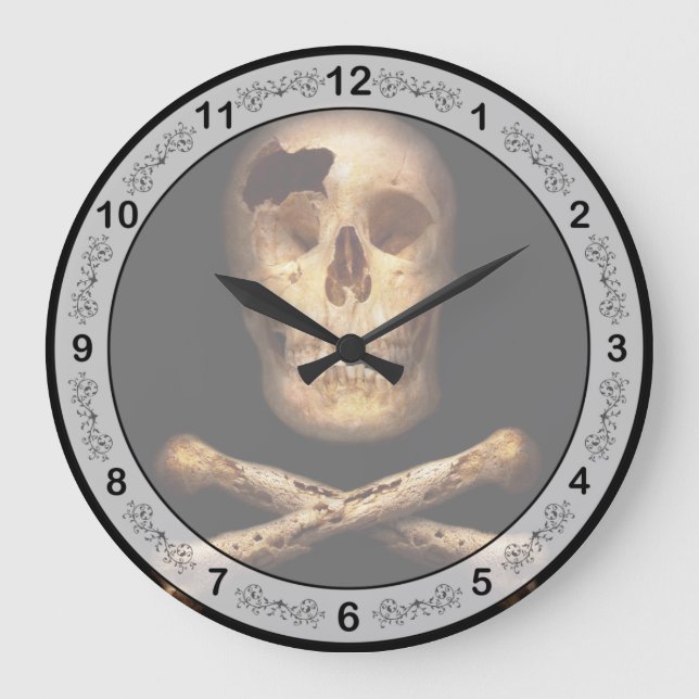 Fantasy - Pirate Flag - I'm a mighty pirate Large Clock (Front)
