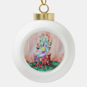 Fantasy Pixie Fairy Thunder_Cove Ceramic Ball Christmas Ornament