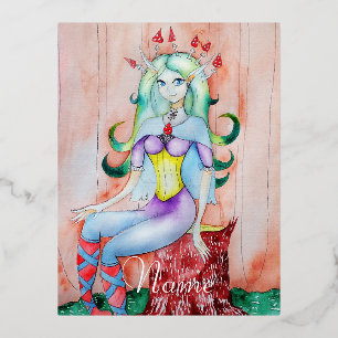 Fantasy Pixie Fairy Thunder_Cove Foil Holiday Postcard