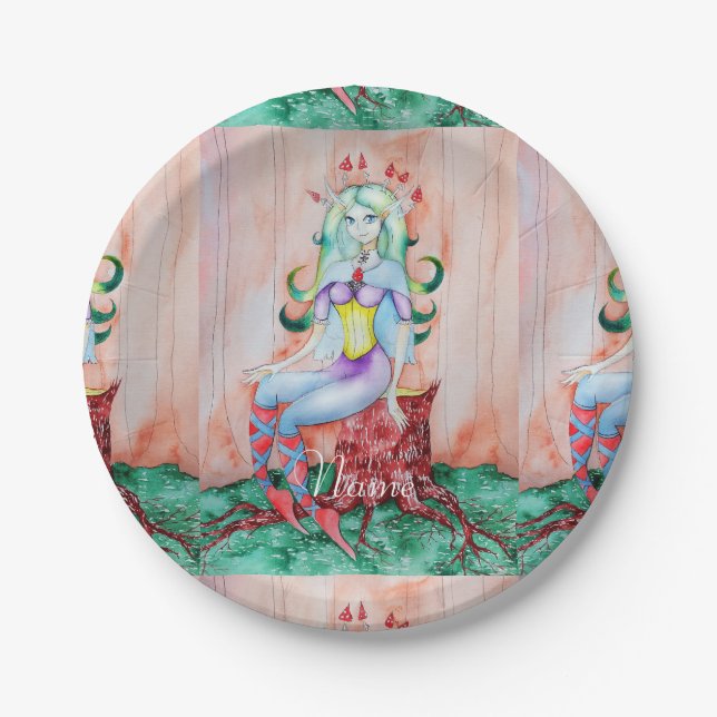 Fantasy Pixie Fairy Thunder_Cove Paper Plate (Front)