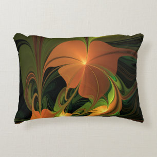Fantasy Plant Abstract Green Rust Brown Fractal Decorative Cushion