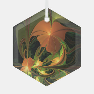 Fantasy Plant Abstract Green Rust Brown Fractal Glass Tree Decoration