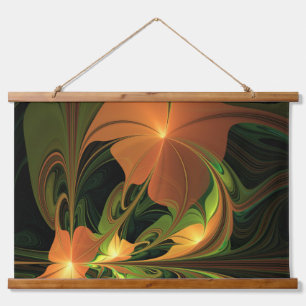 Fantasy Plant Abstract Green Rust Brown Fractal Hanging Tapestry