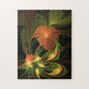 Fantasy Plant Abstract Green Rust Brown Fractal Jigsaw Puzzle
