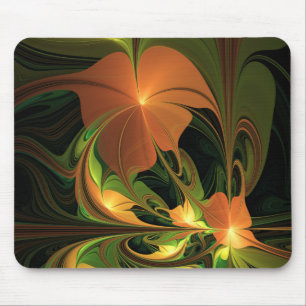 Fantasy Plant Abstract Green Rust Brown Fractal Mouse Mat