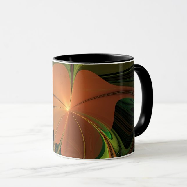 Fantasy Plant Abstract Green Rust Brown Fractal Mug (Front Right)