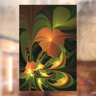 Fantasy Plant Abstract Green Rust Brown Fractal Window Cling