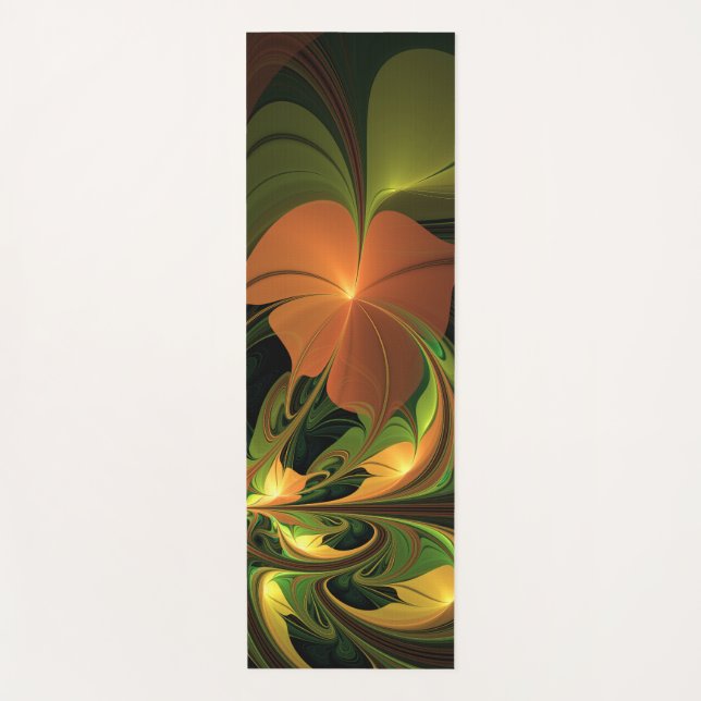 Fantasy Plant Abstract Green Rust Brown Fractal Yoga Mat (Front)