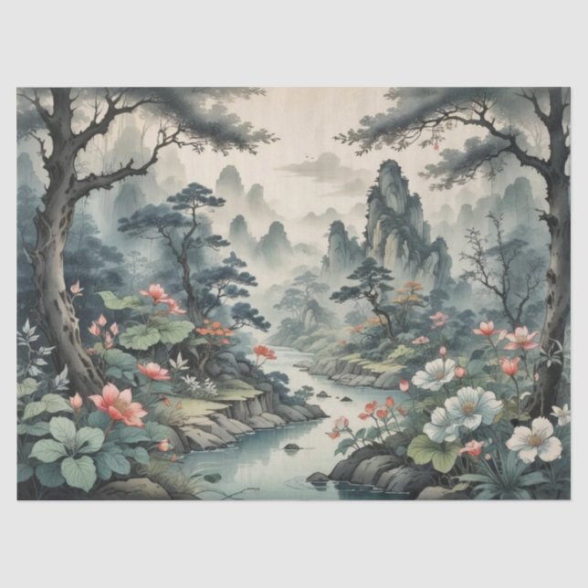 Fantasy Plant and Flower Forest Tissue Paper (Front)