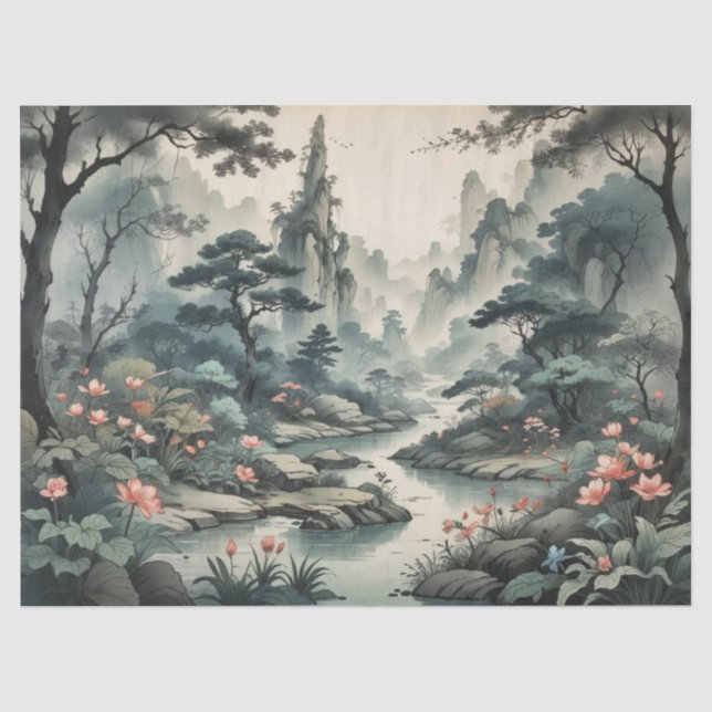 Fantasy Plant and Flower Forest Tissue Paper (Front)