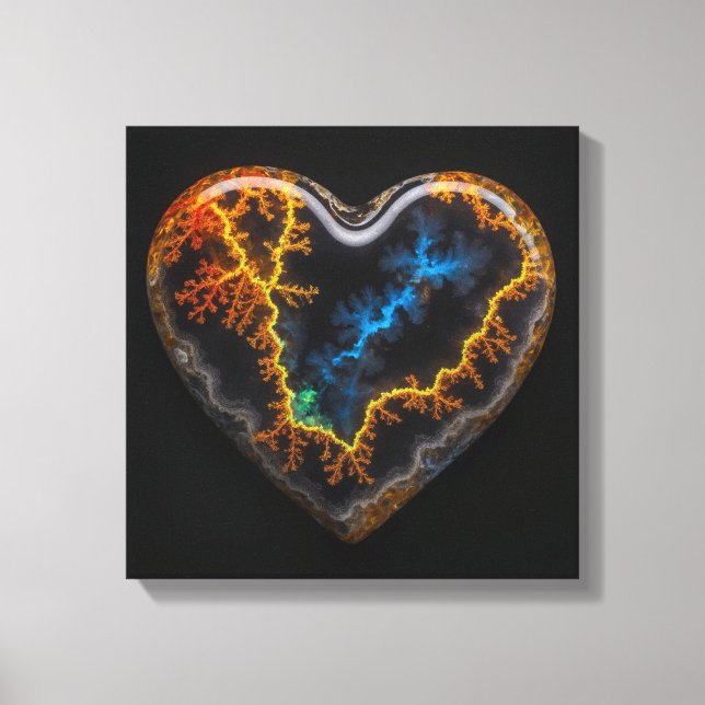 Fantasy Plume Agate Heart Canvas Print (Front)