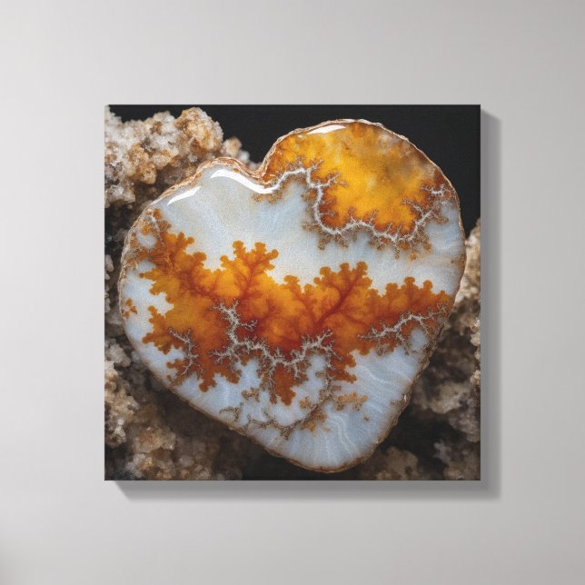 Fantasy Plume Agate Heart Canvas Print (Front)