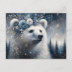 Fantasy Polar Bear Winter Wonderland Postcard