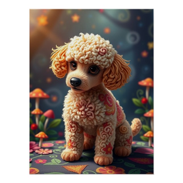 Fantasy Poodle Puppy Art  Poster (Front)