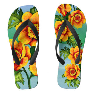 Fantasy Poppies   Flip Flops