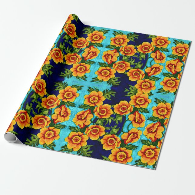 Fantasy Poppies  Wrapping Paper (Unrolled)