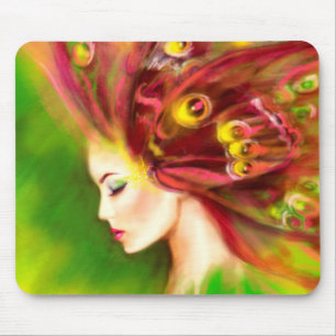 Fantasy Portrait beautiful woman green summer Mouse Mat