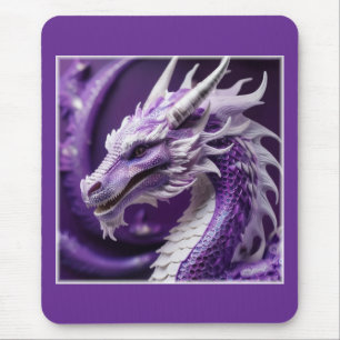 Fantasy Portrait Of A Purple & White Dragon Mouse Mat