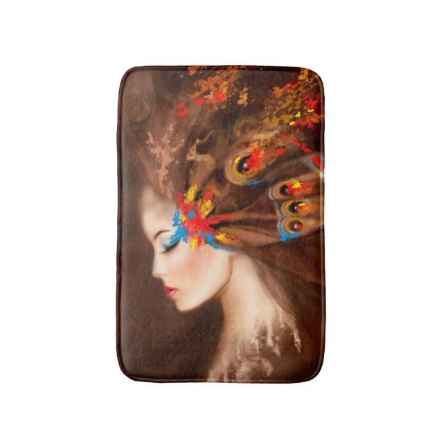 Fantasy Portrait woman butterfly Bath Mat (Front Vertical)