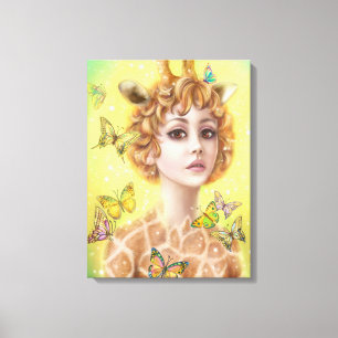 Fantasy portrait woman giraffe canvas print