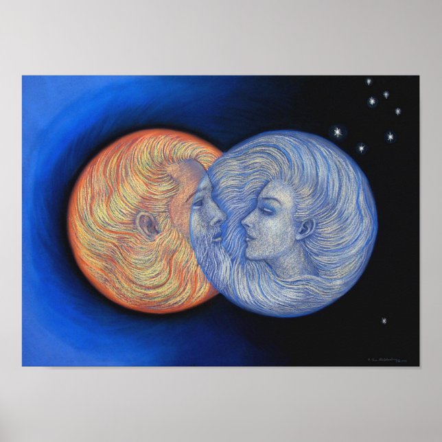Fantasy Poster Sun Moon romantic God Goddess Art (Front)