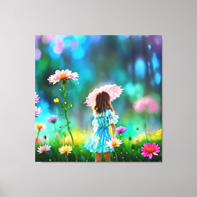 *~ Fantasy  Pretty AP56 Little Girl Giant Flower Canvas Print (Front)