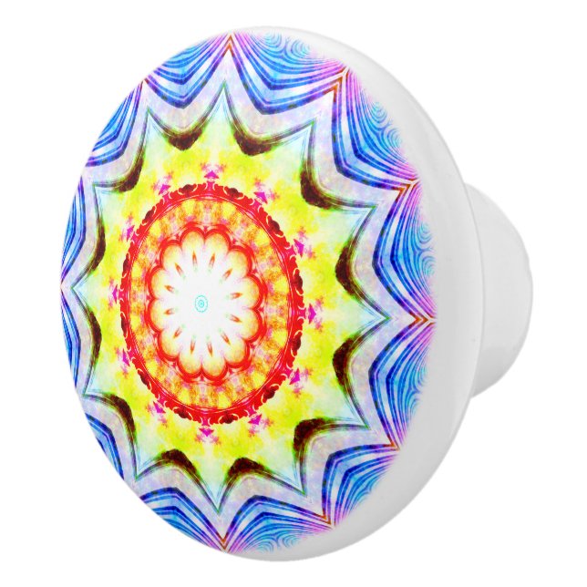 Fantasy Priest Mage Magical Vibrant Mandela Ceramic Knob (Right)