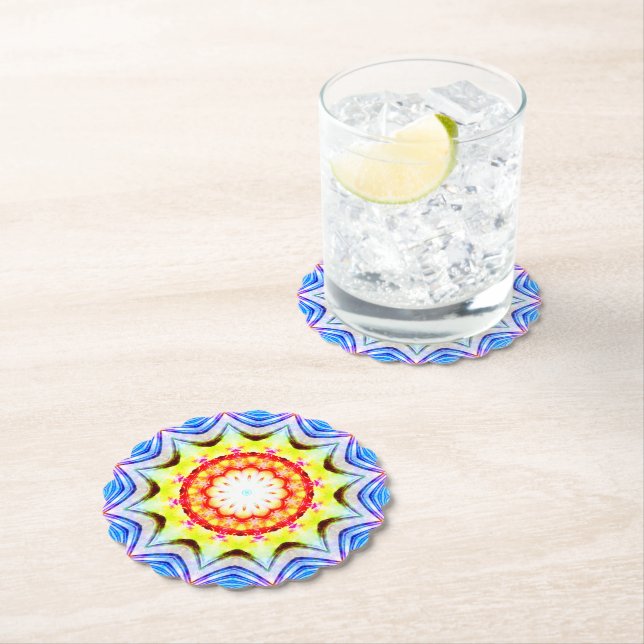 Fantasy Priest Mage Magical Vibrant Mandela Paper Coaster (Insitu)