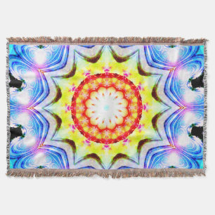 Fantasy Priest Mage Magical Vibrant Mandela Throw Blanket