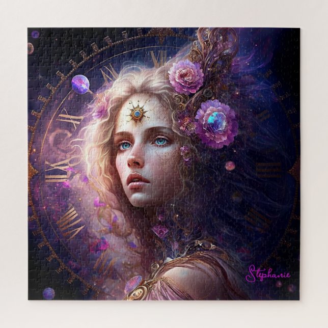 Fantasy Princess Purple Flowers Jigsaw Puzzle (Vertical)