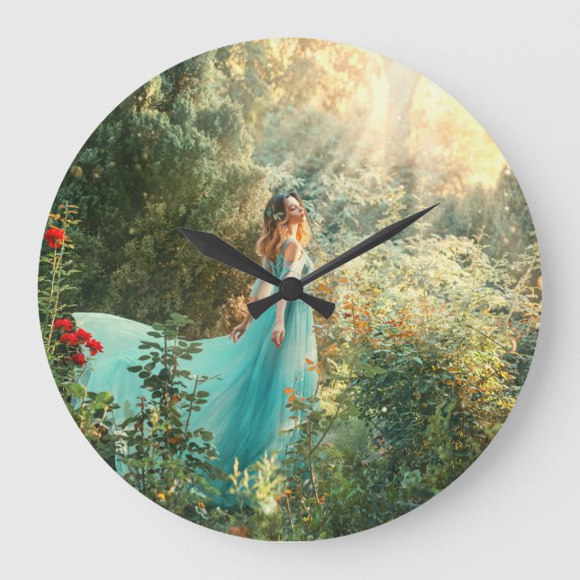 Fantasy Princess: Summer Nature Vintage. Large Clock (Front)