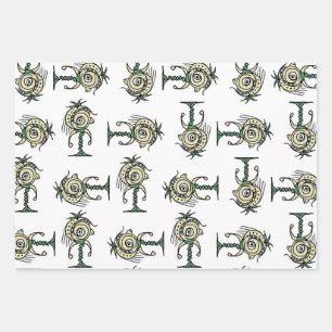 Fantasy proud alien robot cartoon motif pattern wrapping paper sheet