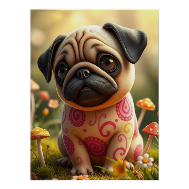 Fantasy Pug Puppy Art  Poster (Front)