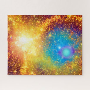Fantasy Purple and Gold Shiny Supernova Jigsaw Puzzle