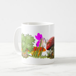 Fantasy Purple Fairy with Magical Mushrooms Coffee Mug