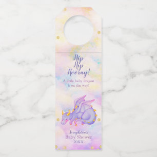 Fantasy Purple Girls Dragon Baby Shower Bottle Tag