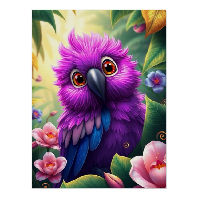 Fantasy Purple Parrot  Poster (Front)